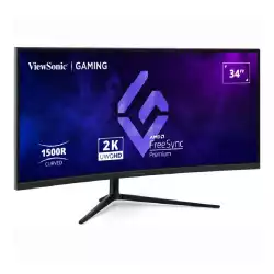 Монитор ViewSonic VX3418C-2K, 34 inch Curved gaming monitor, VA panel, AG, 21:9, UWQHD 3440x1440, 250cd/m2, 4000:1, 180Hz, 1ms, HDR10, FreeSync Premium, 2x HDMI, 2x DP, Audio Out, Speakers, HAS, Swivel, Tilt, VESA, Black
