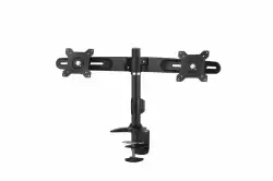Стойка за монитори DMC-02D Dual Monitor Мounting Clamp VESA 75/100, Capacity 2x12kg, Swivel -20/+20, Tilt -20/+20, 360 rotation, Black