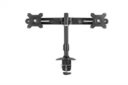 Стойка за монитори DMC-02D Dual Monitor Мounting Clamp VESA 75/100, Capacity 2x12kg, Swivel -20/+20, Tilt -20/+20, 360 rotation, Black