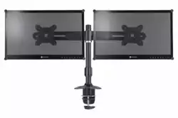 Стойка за монитори DMC-02D Dual Monitor Мounting Clamp VESA 75/100, Capacity 2x12kg, Swivel -20/+20, Tilt -20/+20, 360 rotation, Black