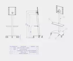 Стойка за под тип количка OMB GYRO TROLLEY BK 55-65 inch, Max 50kg, Max Height 150 cm - Height Adj, 400x400, Screen rotation function, Hidden Cables, Wheels, Black, product code: 07722