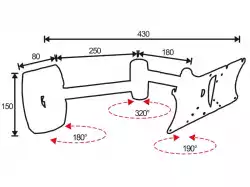 Стойка за стена OMB EASYTHREE, 10"- 32", Max 20kg, Min VESA 50, Max VESA 200x100, Distance from wall - from 80mm to 430mm, 90° left/right turn, 320° rotation(arm), 95° rotation left/right, 20° down/ 20° up tilt, Easy Hanging System, Easy Tilt, Черна, product code: 06078