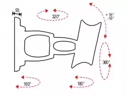 Стойка за стена OMB LUNAR 3, 10"- 40", Max 30kg, Min VESA 50, Max VESA 200, Distance from wall - from 55mm to 450mm, 90° left/right turn, 320° rotation(arm), 90° rotation left/right, 16° down/ 16° up tilt, 360° rotation, Aligning System, Easy Tilt, Бяла, product code: 16108