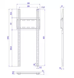 Стойка за стена OMB ULTRA STRETCH 86" VERT, 86" - 88", Max 50kg, Min VESA 200, Max VESA 200x600, Distance from wall - 58 mm, Click Fix System, Черна product code: 6156                          