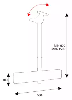 Стойка за таван OMB LIFT ADJUSTABLE, Max 75kg, Rotable, Height adjustable - From 600mm to 1500mm, Compatable with Slim 400x600/400/600/800 and Slim Tilt 400/600/800, Черна product code: 07023