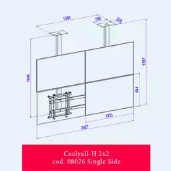 Стойка за видеостена монтаж на таван OMB CEALY ALL 2x2 Single 46-47-49-55 inch, Max 40kg per display, Min 150x150, Max 400x400, Hidden Cables, Easy Hanging System, Black, product code: 08026