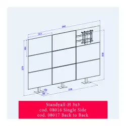 Стойка за видеостена OMB 08016 STANDY ALL H 3x3 SINGLE SIDE, for 46”, 47”, 49”, 55” displays, Iron and fix at floor, Max weight 40kg per display, VESA Min 100x100 and Max 400x400, Easy hanging, Hidden cables, Black