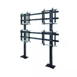 Стойка за видеостена OMB 08019 STANDY ALL H 2x2 BACK TO BACK, for 46”, 47”, 49”, 55” displays, Iron and fix at floor, Max weight 40kg per display, VESA Min 100x100 and Max 400x400, Easy hanging, Hidden cables, Black
