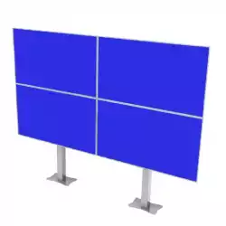Стойка за видеостена OMB 08019 STANDY ALL H 2x2 BACK TO BACK, for 46”, 47”, 49”, 55” displays, Iron and fix at floor, Max weight 40kg per display, VESA Min 100x100 and Max 400x400, Easy hanging, Hidden cables, Black