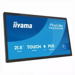 Тъч Компютър IIYAMA TW2223AS-B3P, 21.5 inch, IPS panel, FHD 1920x1080, PCAP touch, 450cd/m2, 1500:1, 14ms, Android 14 with GMS, 4GB, 32GB, USB-C, 3x USB, LAN, PoE, Speakers, 24/7, WiFi, BT, SoC, Black