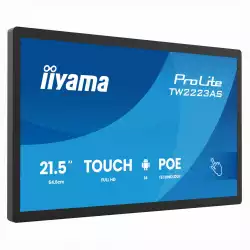 Тъч Компютър IIYAMA TW2223AS-B3P, 21.5 inch, IPS panel, FHD 1920x1080, PCAP touch, 450cd/m2, 1500:1, 14ms, Android 14 with GMS, 4GB, 32GB, USB-C, 3x USB, LAN, PoE, Speakers, 24/7, WiFi, BT, SoC, Black