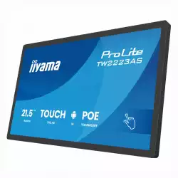 Тъч Компютър IIYAMA TW2223AS-B3P, 21.5 inch, IPS panel, FHD 1920x1080, PCAP touch, 450cd/m2, 1500:1, 14ms, Android 14 with GMS, 4GB, 32GB, USB-C, 3x USB, LAN, PoE, Speakers, 24/7, WiFi, BT, SoC, Black