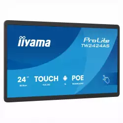 Тъч Компютър IIYAMA TW2424AS-B3P, 23.8 inch, IPS panel, FHD 1920x1080, 450cd/m2, 1000:1, 14ms, PCAP touch, USB-C, 2x USB, LAN, PoE, Mic, Speakers, Android 14 with GMS, 4GB, 32GB, WiFi, BT, 24/7, VESA, Black