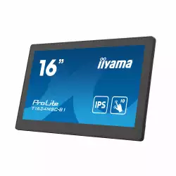 Тъч монитор IIYAMA T1624MSC-B1 15.6", IPS Panel, 1920 x 1080, 16:9, 450cd/m2, 800:1, 25ms, Projective Capacitive 10 points touch, Edge to edge glass, HDMI, 2x USB, Mini Jack, Media Player, SD card slot, OSD key lock, 24/7, Speakers, VESA, Black