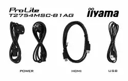 Тъч Монитор IIYAMA T2754MSC-B1AG 27 inch IPS LED, 1920x1080, 10 point projective capacitive Multi-Touch, 300cd/m2, 1000:1, 4ms, AG glass, VGA, HDMI, 1xUSB 3.0, Speakers, Anti-fingerprint Coating, VESA 100, Black