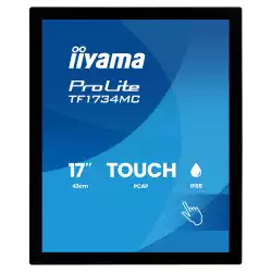 Тъч Монитор IIYAMA TF1734MC-B8X, 17 inch TN panel, AF, Open Frame, 1280x1024, 5:4, 350cd/m2, 5ms, 10 points PCAP touch, VGA, HDMI, DP, IP65 front, Glass thickness 6mm, Portrait, Face Up, VESA, Black