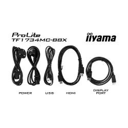 Тъч Монитор IIYAMA TF1734MC-B8X, 17 inch TN panel, AF, Open Frame, 1280x1024, 5:4, 350cd/m2, 5ms, 10 points PCAP touch, VGA, HDMI, DP, IP65 front, Glass thickness 6mm, Portrait, Face Up, VESA, Black