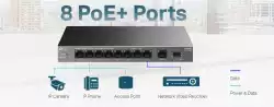 10-портов гигабитен настолен комутатор TP-Link LS1210GP с 8-PoE+ порта