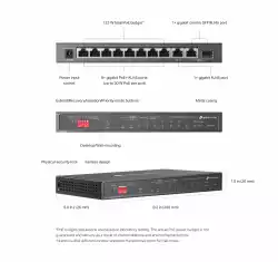 10-портов неуправляем комутатор TP Link Omada DS110GMP с 8-портов PoE+