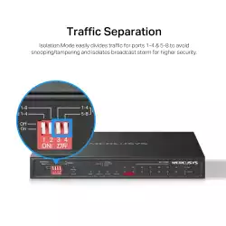 12-портов гигабитов настолен комутатор с 8 PoE+ порта Mercusys MS112GMP