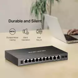 12-портов гигабитов настолен комутатор с 8 PoE+ порта Mercusys MS112GMP                          
