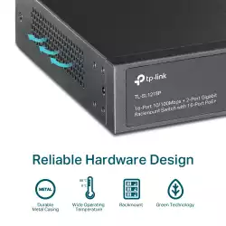 16-портов 10/100 Mbps+2-порта gigabit PoE комутатор с 16-PoE+ порта TP-Link TL-SL1218P