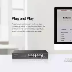 16-портов Gigabit Desktop/Rackmount комутатор Mercusys MS116GS