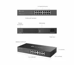 16-портов комутатор TP-Link Omada ES216G Gigabit Easy Managed Switch