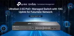 16-портов комутатор TP-Link Omada SG3218XP-M2 2.5G и 2-порта 10GE SFP+ L2+ управляем с 8-порта PoE+