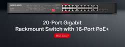 20-портов гигабитов комутатор за монтаж в шкаф Mercusys MS120GP с 16 PoE+ порта                          
