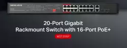 20-портов гигабитов комутатор за монтаж в шкаф Mercusys MS120GP с 16 PoE+ порта