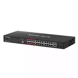 24-портов 10/100 Mbps + 2-портов Gigabit Rackmount комутатор с 24 PoE+ порта Mercusys MS126CP