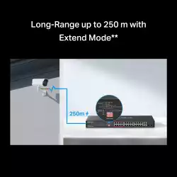 24-портов 10/100 Mbps + 2-портов Gigabit Rackmount комутатор с 24 PoE+ порта Mercusys MS126CP