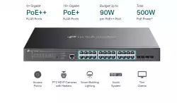 24-портов гигабитен PoE+ управляем комутатор TP-Link JetStream TL-SG3428XMP с 4 SFP+ порта