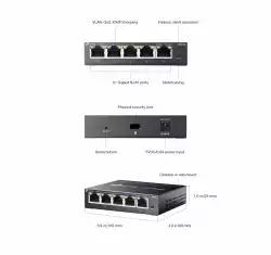 5-портов гигабитов управляем настолен комутатор TP-Link ES205G