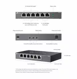 6-портов 10/100Mbps неуправляем комутатор TP-Link Omada DS106P с 4-портов PoE+