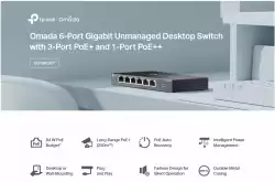 6-портов гигабитов неуправляем комутатор TP-Link Omada DS106GPP с 3-портов PoE+ и 1-портов PoE++