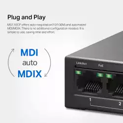 8-портов 10/100 Mbps + 2-портов Gigabit Desktop комутатор Mercusys MS110CP с 8 PoE+ порта