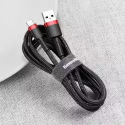 Кабел Baseus Cafule USB към Type-C 3A, 0.5 м CATKLF-A91 - черен