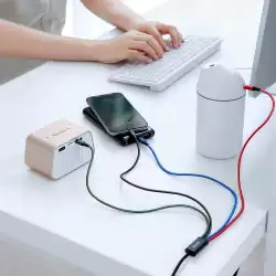 Кабел Baseus USB-A към с microUSB/2x Lightning/USB-C, 1.2м, черен CA1T4-A01