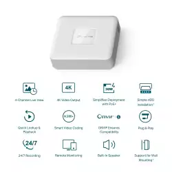 NVR TP-Link VIGI NVR1104H-4P PoE+ Network Video Recorder 4-канален