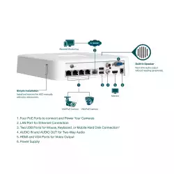 NVR TP-Link VIGI NVR1104H-4P PoE+ Network Video Recorder 4-канален