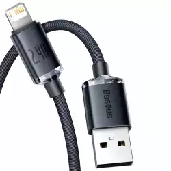 Кабел Baseus CAJY000101 Crystal Shine USB Type A към Lightning, 2.4A  2м - черен