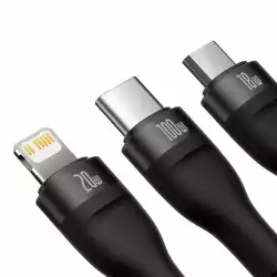 Кабел Baseus Flash Series II USB Type C / USB Type A - USB Type C / Lightning / micro USB 100 W 1.2 м CASS030101 - черен