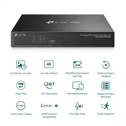 Мрежови видео рекордер TP-Link VIGI NVR1008H-8MP 8-канален PoE+