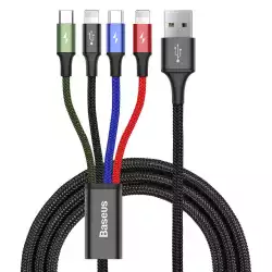 Кабел Baseus USB-A към с microUSB/2x Lightning/USB-C, 1.2м, черен CA1T4-A01                          