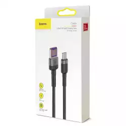 Кабел Baseus CATKLF-PG1 Cafule USB-А към USB-C с въжена оплетка и бързо зареждане 1м черен                          