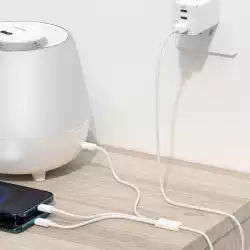 Кабел Baseus Superior 3 в 1 USB-А към Lightning, microUSB и USB-C, 1.5м, бял