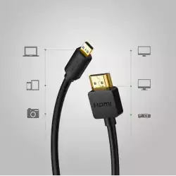 Кабел Ugreen HDMI - micro HDMI 19 pin 2.0v 4K 60Hz 30AWG 1.5м 30102 - черен