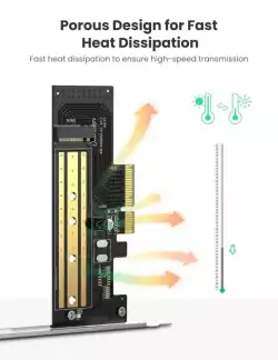 Адаптер за разширителна карта Ugreen PCIe 3.0 x4 към SSD M.2 M-Key / M.2 B-Key CM302 - черен